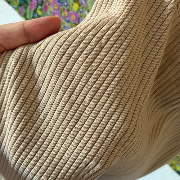 Boho Beige Ribbed Halter Dress - Picture 7 of 10